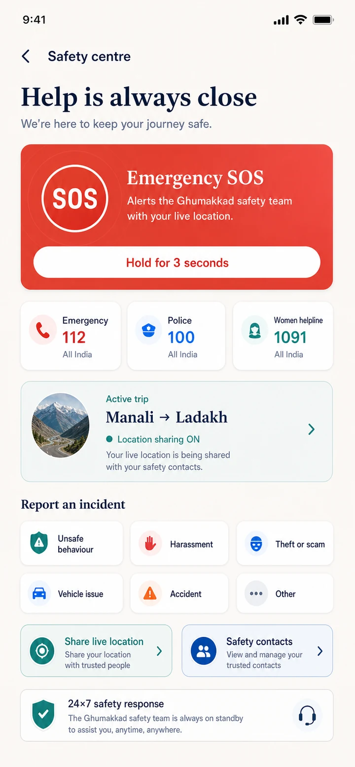 Verification, reputation and SOS together. screen in Ghumakkad